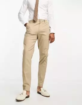 Брюки Only & Sons Slim Fit Linen Mix, бежевый