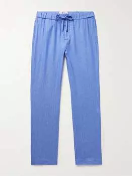 Брюки Oscar прямого кроя из льна и хлопка с кулиской Frescobol Carioca, синий