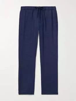 Брюки Oscar прямого кроя из льна и хлопка с кулиской Frescobol Carioca, нави