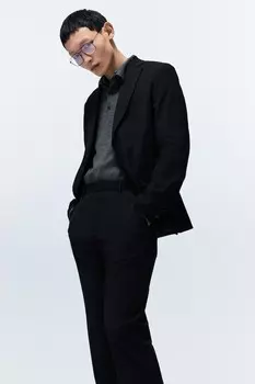 Брюки от костюма обычного кроя H&M, черный