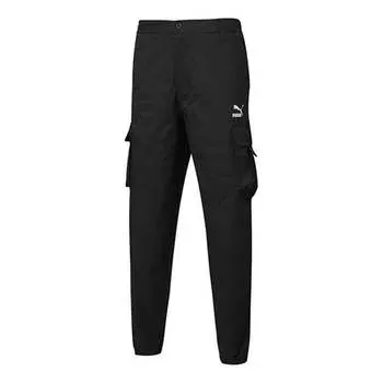 Брюки outdoor adventure cargo logo pants 'black white' Puma, черный