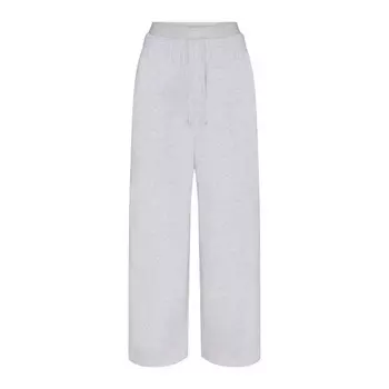 Брюки оверсайз с двойным поясом SKIMS Cotton Fleece, цвет Light Heather Grey