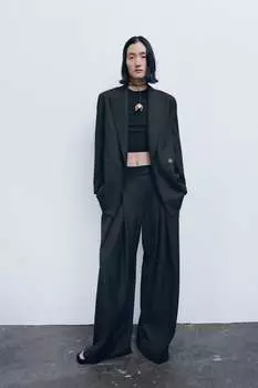 Брюки оверсайз с вытяжками – ограниченная серия ZARA, черный