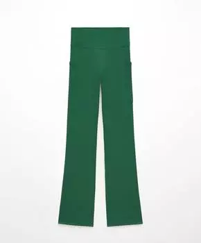 Брюки Oysho Comfortlux Bootcut With Pockets, зеленый