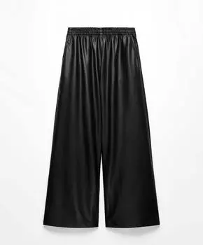 Брюки Oysho Leather-effect Oversize, черный