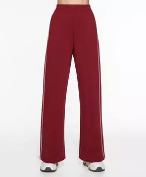 Брюки Oysho Relaxed Straight-leg With Cotton And Side Appliqu, темно-красный