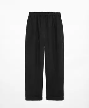 Брюки Oysho Slim Fit With Linen, черный