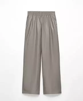 Брюки Oysho Straight Fit Faux Leather, серый