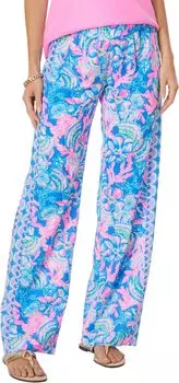 Брюки-палаццо Бэл Харбор Lilly Pulitzer, цвет Blue Tang Sitting Seaside Engineered Pants