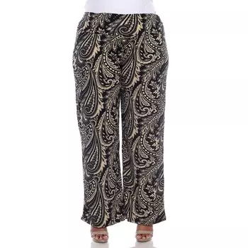 Брюки-палаццо больших размеров с узором пейсли WM Fashion, цвет Brown Paisley
