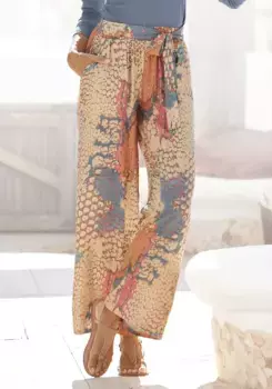 Брюки-палаццо Buffalo (с поясом), с животным принтом и эластичным поясом, брюки без застежки, тканевые брюки, синий