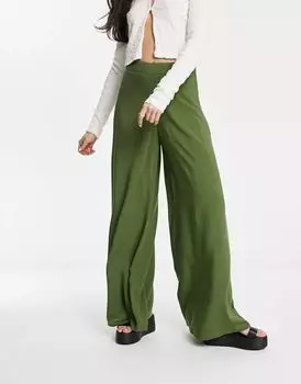 Брюки палаццо цвета хаки ASOS