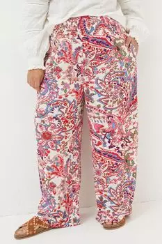 Брюки-Палаццо Fatface с ярким узором пейсли и рюшами Fat Face, бежевый