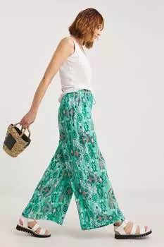 Брюки палаццо из жатого материала Jd Williams, зеленый