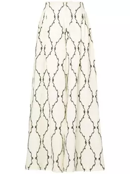 Брюки палаццо Marea Calado с вышивкой Agua By Agua Bendita, белый