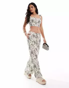 Брюки палаццо от Abercrombie & Fitch co-ord из жатой ткани с цветочным принтом