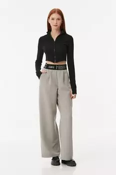 Брюки-палаццо с эластичной резинкой на талии и текстовым принтом Fullamoda