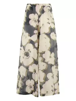 Брюки палаццо с цветочным принтом Roberto Collina, синий