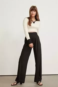 Брюки-палаццо с детализацией на талии, черные VATKALI, черный