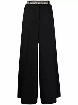 Брюки палаццо с логотипом на поясе Stella McCartney, черный