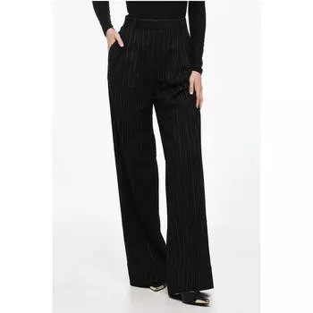 Брюки палаццо с одинарной складкой и узором в тонкую полоску с люрексом The Andamane, Black
