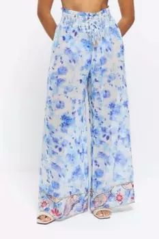 Брюки-Палаццо с принтом тай-дай River Island, синий