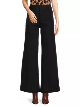 Брюки-палаццо с высокой посадкой Frame, цвет Noir