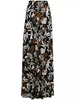 Брюки палаццо с завышенной талией и цветочным принтом NISSA, черный