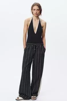 Брюки палаццо в полоску ZARA, цвет striped