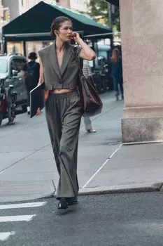 Брюки палаццо в полоску ZARA, серый мергель