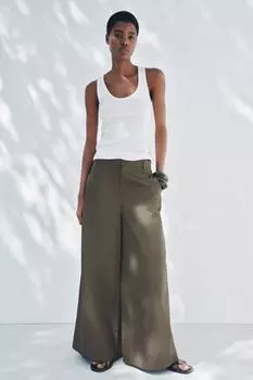 Брюки палаццо ZARA, хаки
