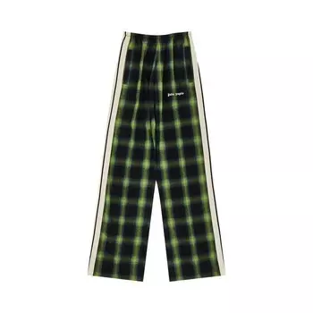 Брюки Palm Angels Classic Logo Check Loose Pants Green/Off White, зеленый