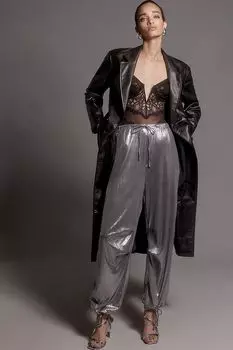 Брюки Parachute с жидким блеском от Anthropologie, серебро