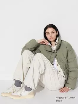 Брюки-Парашют heattech длинные Uniqlo, бежевый