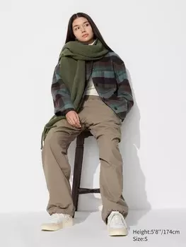 Брюки-Парашют heattech длинные Uniqlo, коричневый