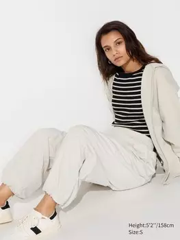 Брюки-Парашют heattech короткие Uniqlo, бежевый