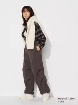Брюки-Парашют heattech короткие Uniqlo, коричневый