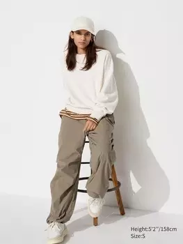Брюки-Парашют heattech короткие Uniqlo, коричневый
