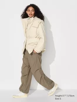 Брюки-Парашют heattech Uniqlo, коричневый