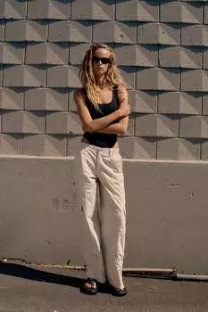 Брюки парашют ZARA, экру