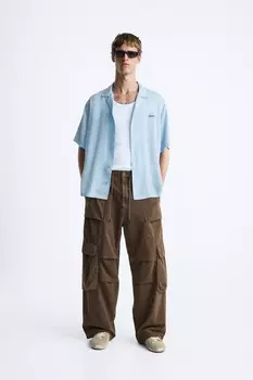 Брюки парашютные cargo ZARA, коричневый