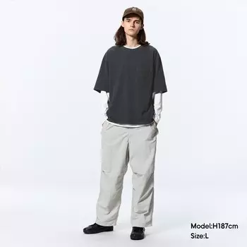 Брюки-парашюты GU на шнурке, светло-серый