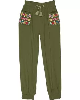 Брюки PEEK Smocked Embroidered Joggers, оливковый