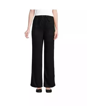 Брюки Petite TENCEL из волокна с высокой посадкой и широкими штанинами Lands' End, черный
