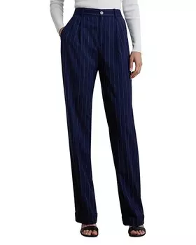 Брюки Petites из шерстяной смеси в тонкую полоску Ralph Lauren, синий