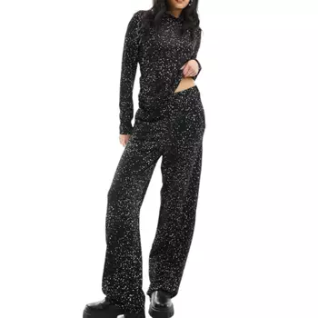 Брюки Pieces High Waisted Wide Leg, черный