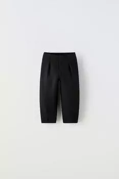 Брюки пике с вытонами ZARA, черный