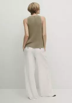 Брюки Pleated Massimo Dutti, белые