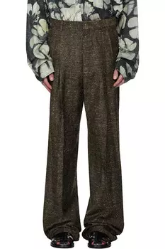 Брюки плиссе Dries Van Noten, цвет mud