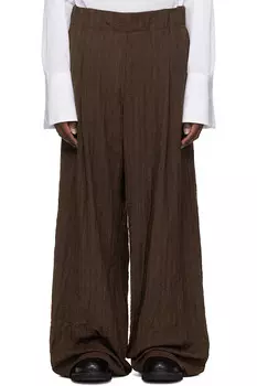 Брюки плиссе Dries Van Noten, коричневый